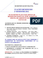 Informativo Renovación Beneficios II Sem  2012 1