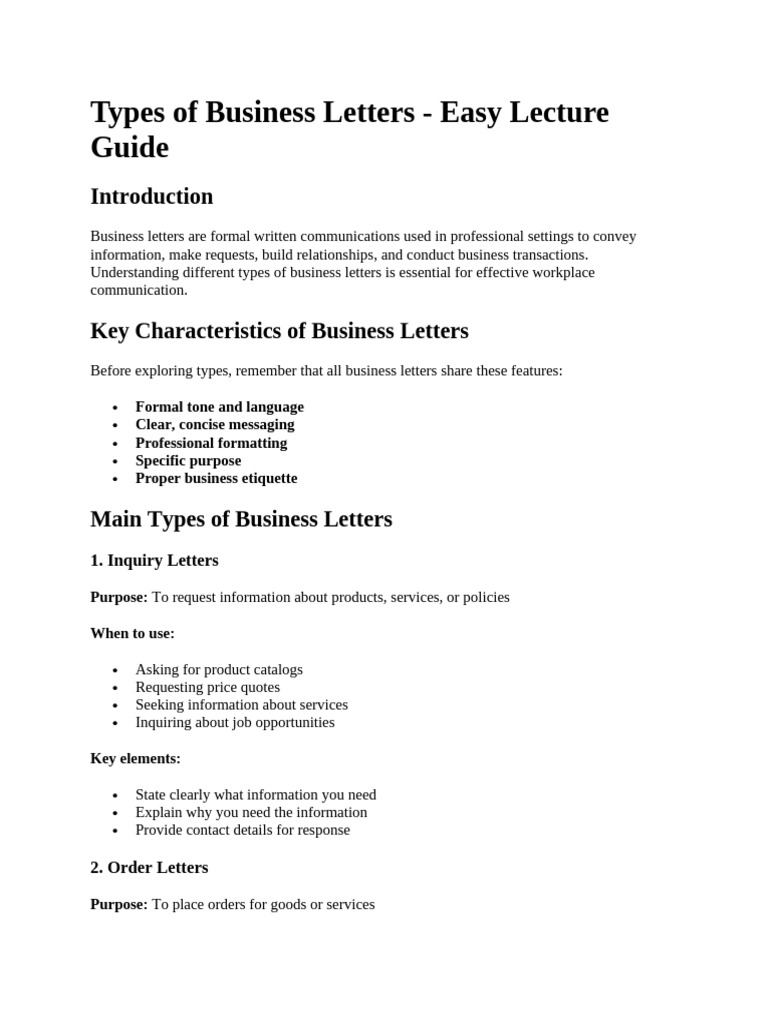 Types of Business Letter | PDF | Information | Communication