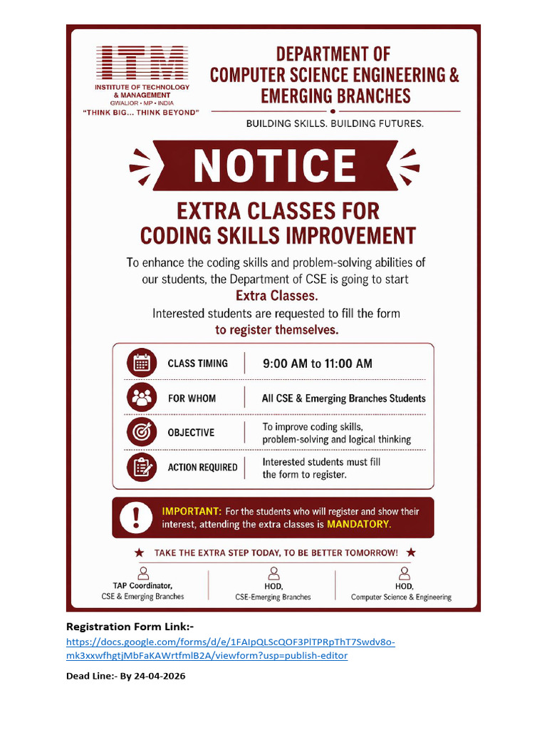 Notice Extra Classes | PDF