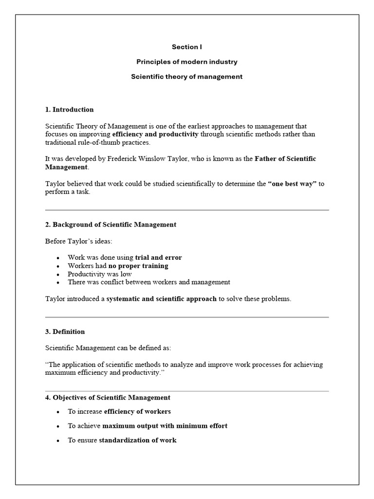 Scientific Theory of Management | PDF | Cognition | Business