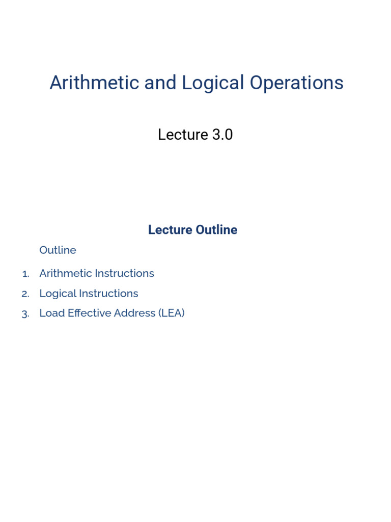 3.0 Arithmetic and Logical Operations | PDF | Multiplication | Computer ...