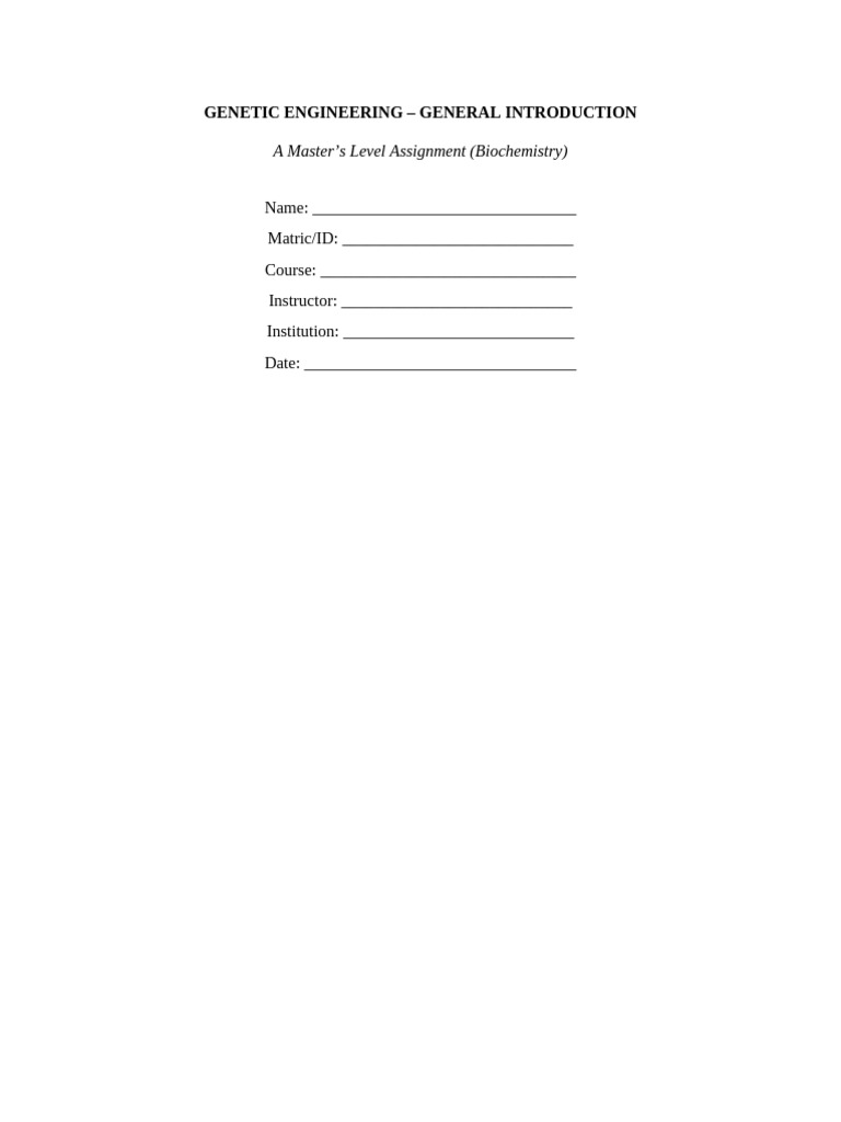 Genetic Engineering Assignment | PDF | Genetic Engineering | Dna