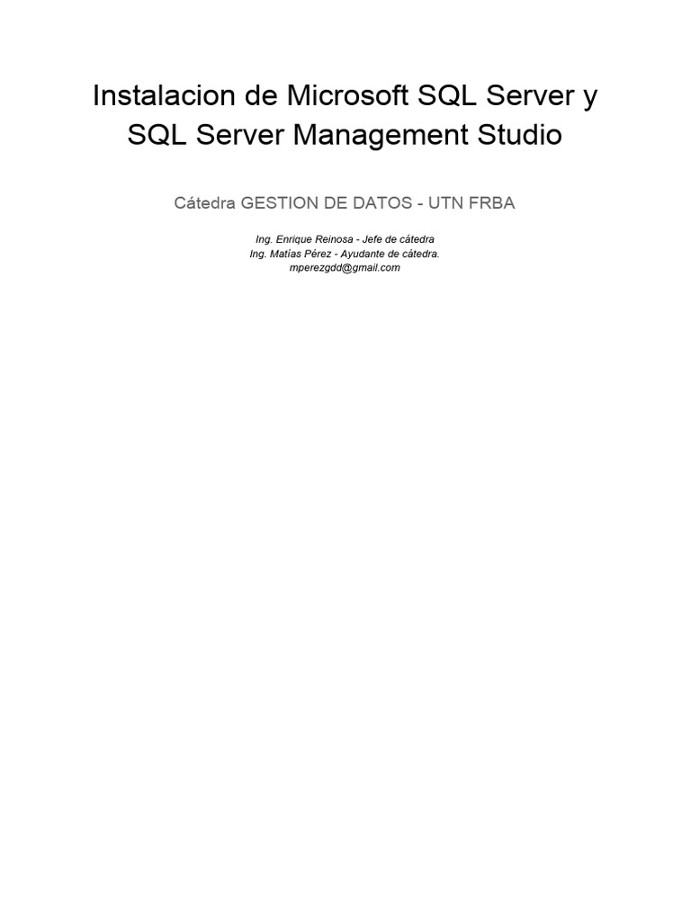 Instalacion de Microsoft SQL Server y SQL Server Management Studio (1 ...