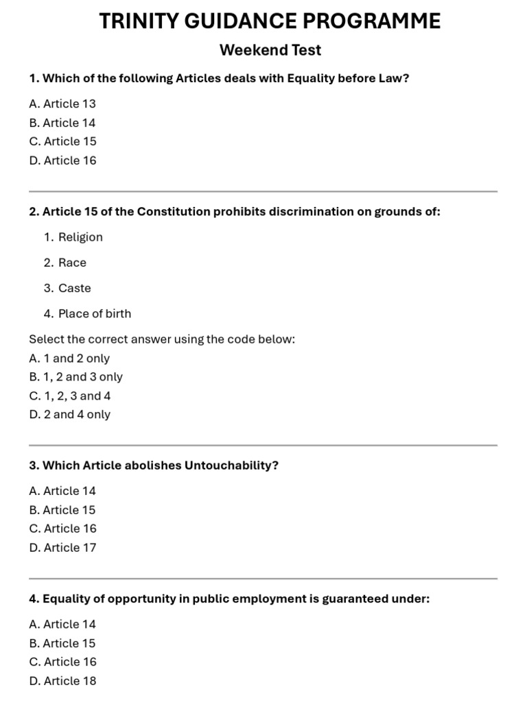 Weekend Test-1 (1) | PDF | Political Charters | Universalism