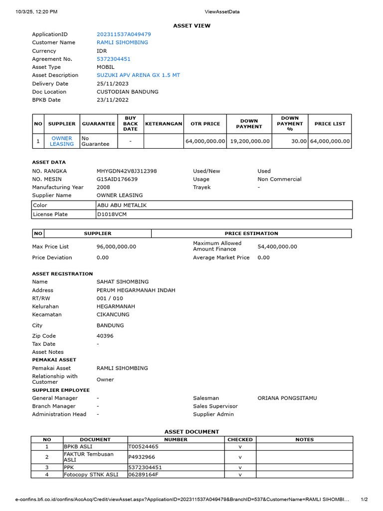 View Asset Data | PDF | Business | Money