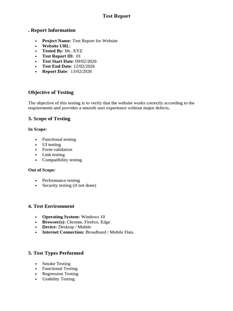 Test Report Format | PDF