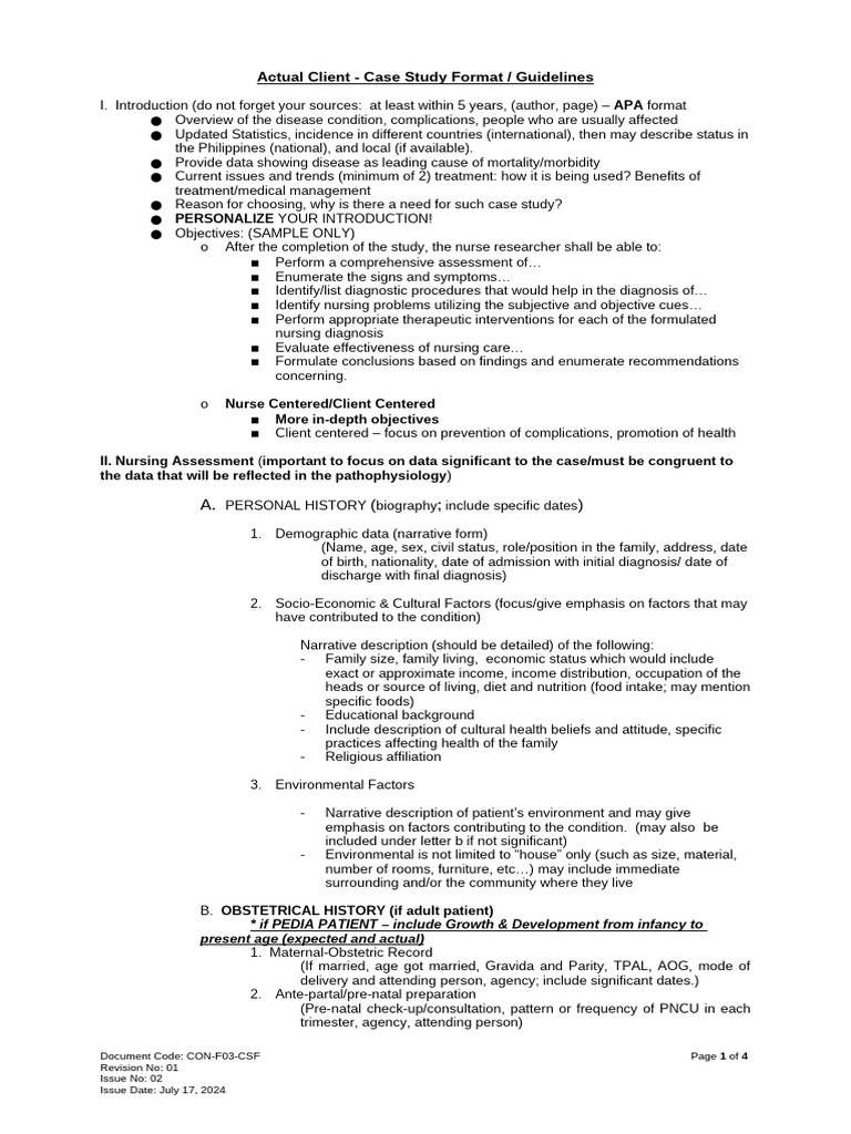 Gen Ward Case Study Format | PDF | Medical Diagnosis | Nursing