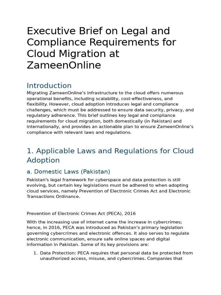 Legal and Compliance Requirements for Cloud Migration | PDF | Cloud ...
