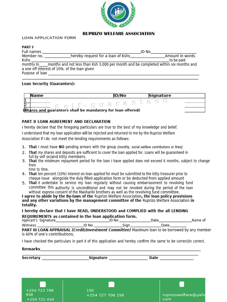 LOAN APPLICATION FORM RUPRIZO | PDF | Loans | Cheque