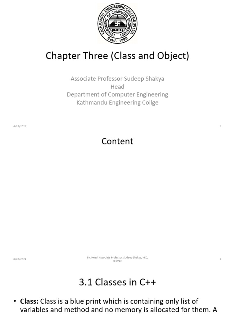 Objects and Classes | PDF | Constructor (Object Oriented Programming ...