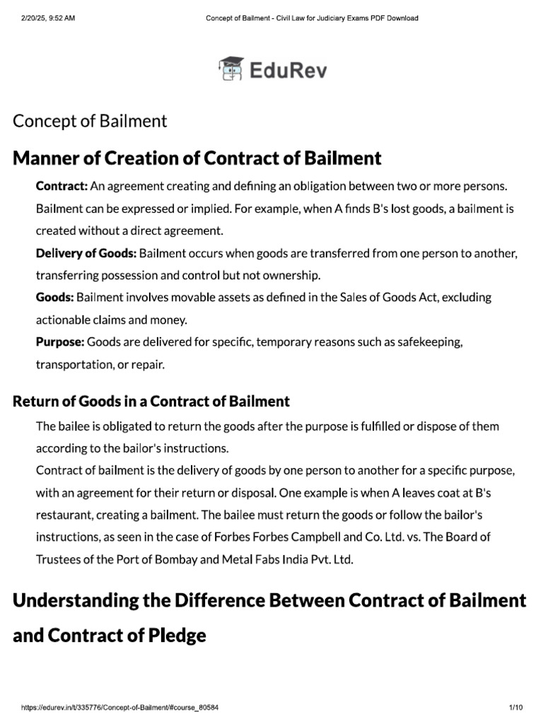 Bailment | PDF