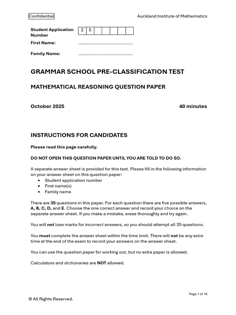 Practise Test 1 Mathematics | PDF