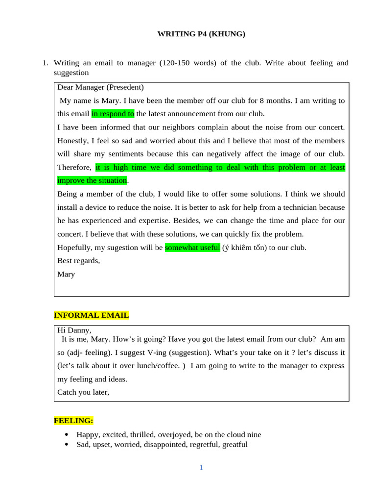 Writing p4 | PDF | English Language | Feeling