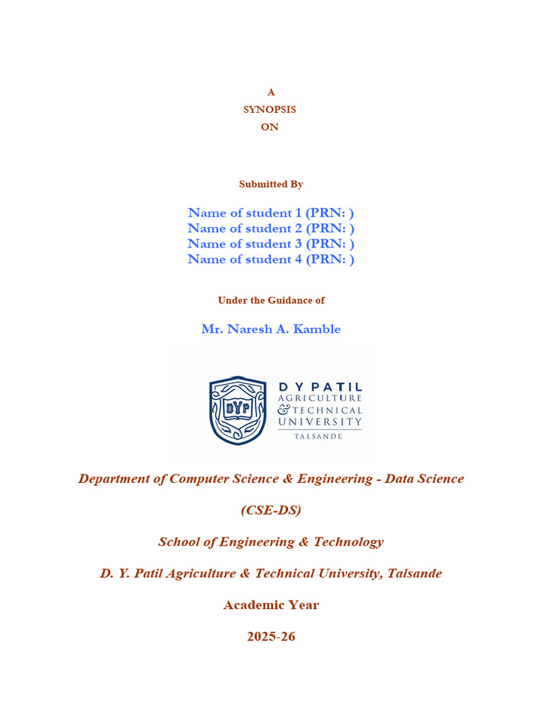 Synopsis Format | PDF