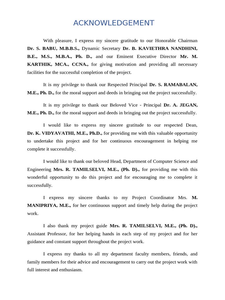 Project Acknowledgement | PDF