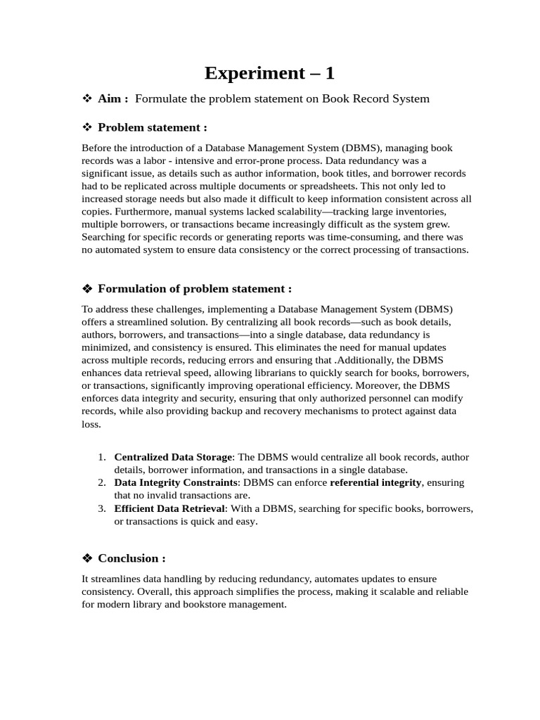 DBMS Exp - 1 | PDF