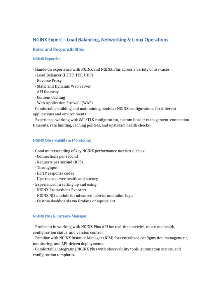 NGINX Expert Roles and Responsibilities | PDF | Proxy Server | Computer ...