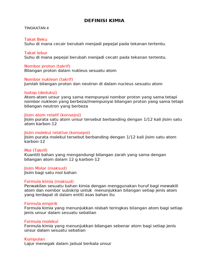 Nota Kimia + Definisi (2) | PDF
