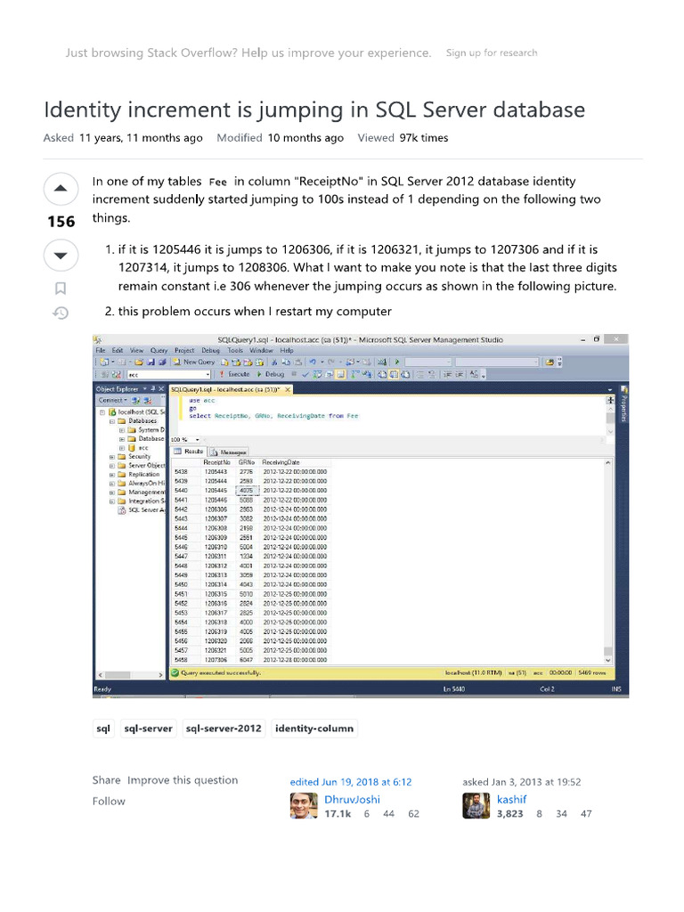SQLIdentity Issue | PDF