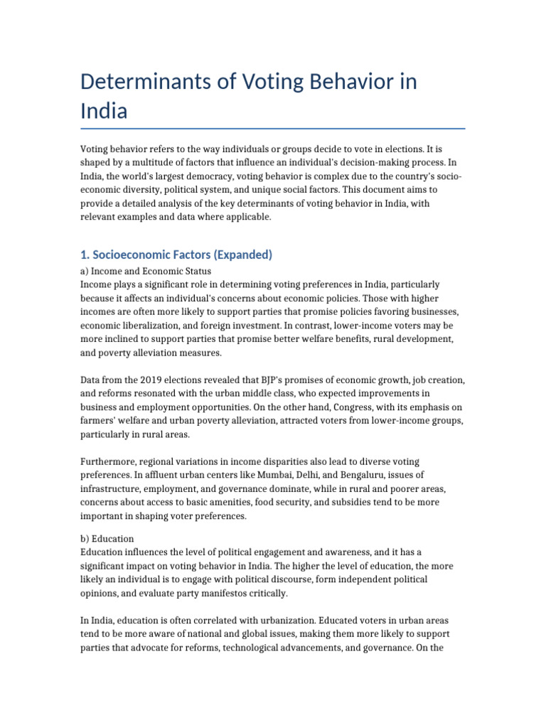 Expanded_Determinants_of_Voting_Behavior_in_India_Updated | PDF ...