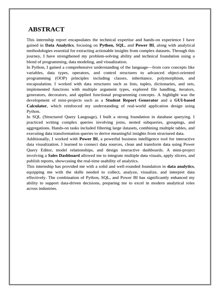 Internship Report | PDF | Databases | Sql