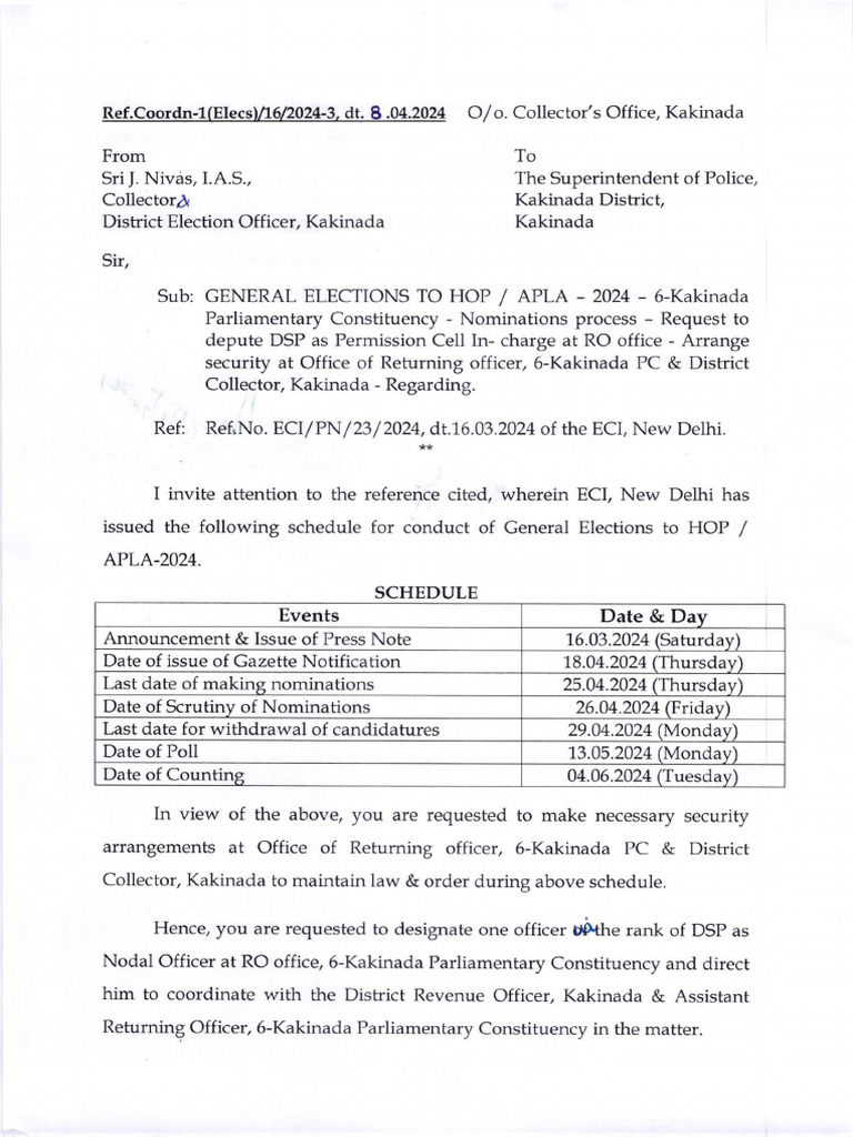 GE-2024 - Arrange Security at RO's Office | PDF | Elections | Government