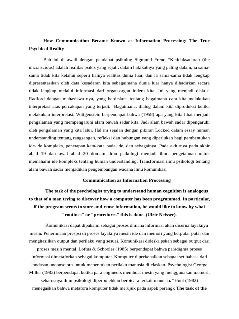 How Communication Became Known as Information Processing | PDF
