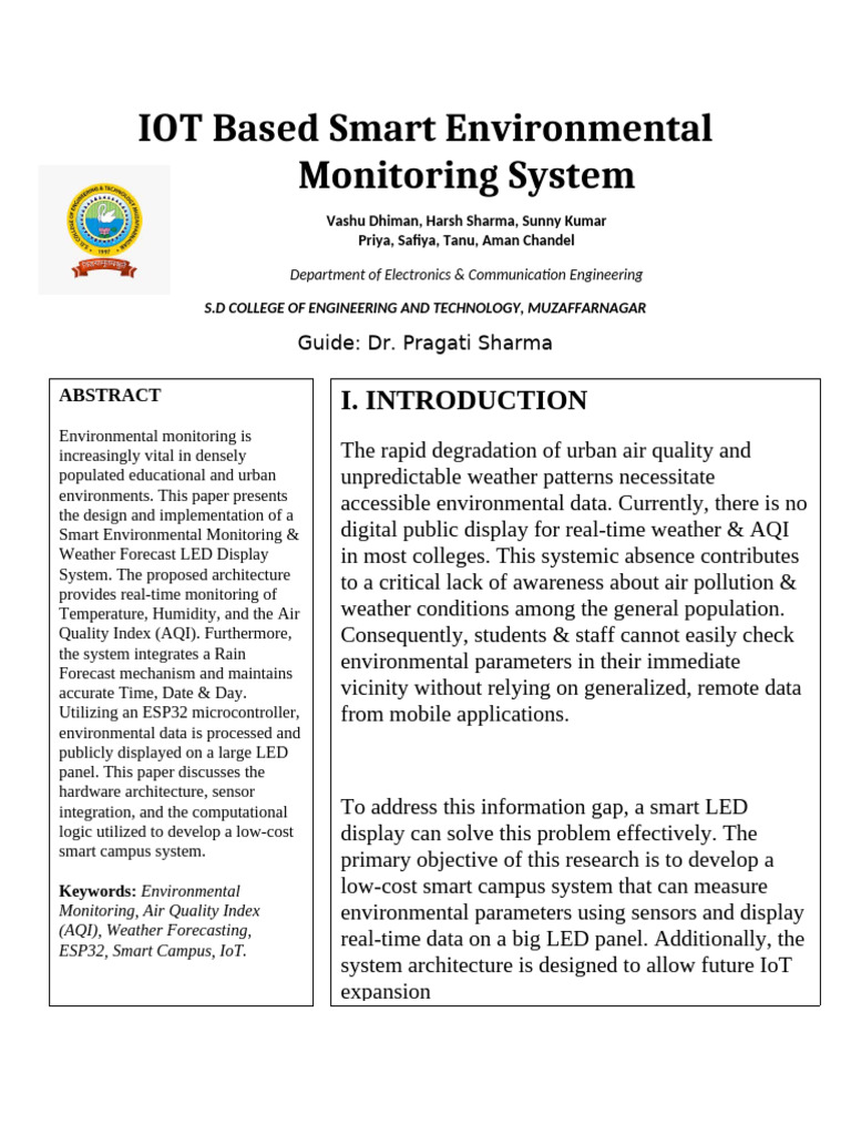 IOT Based Smart Environmental Monitoring System | PDF | Sensor ...