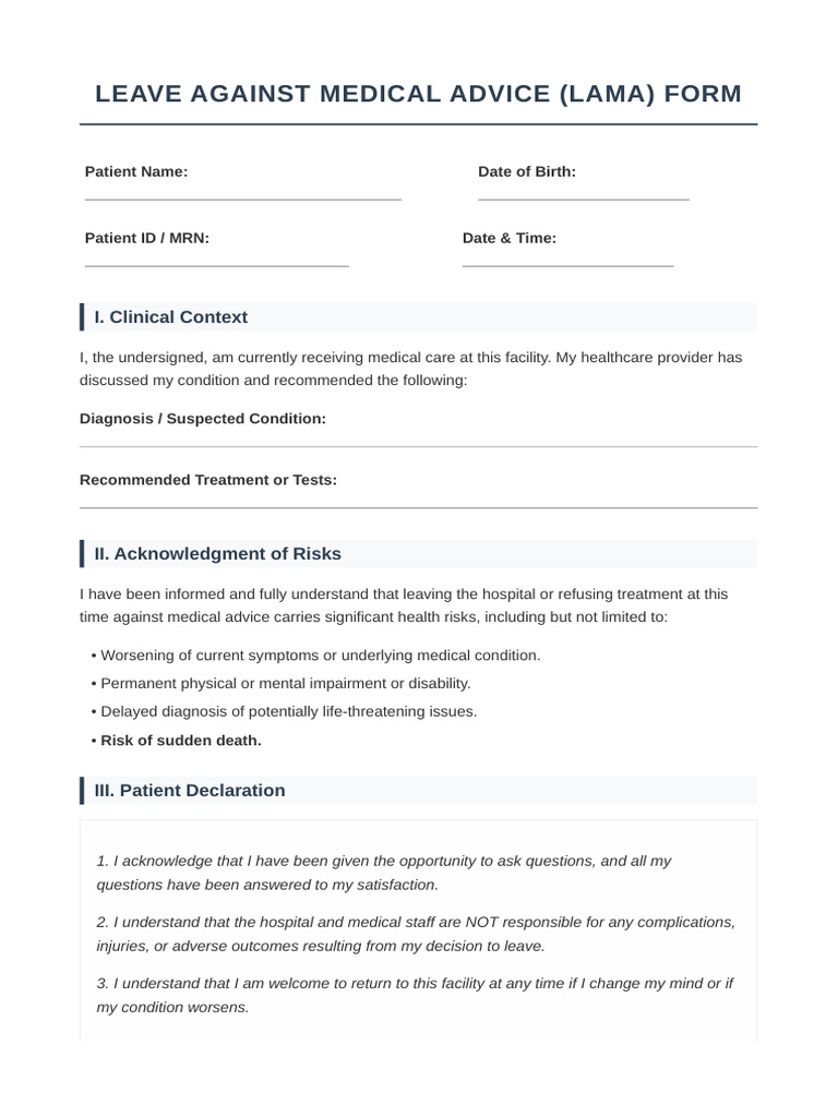 LAMA Form Template | PDF