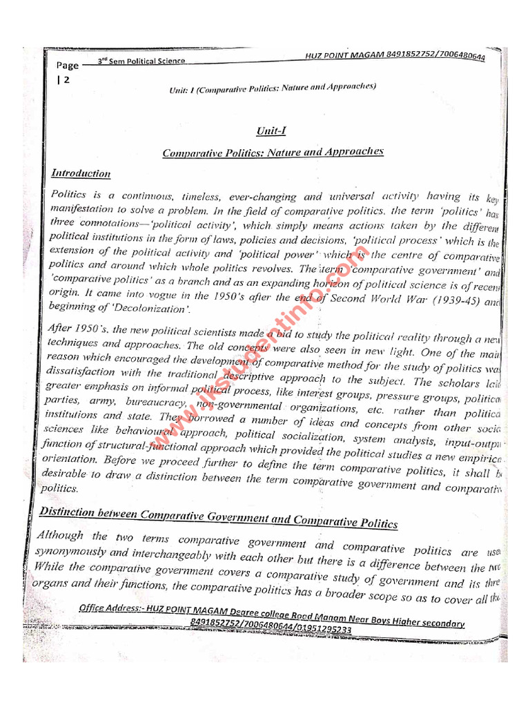 3rd Sem Political Science Notes 2022 - JKSTUDENTINFO. COM | PDF