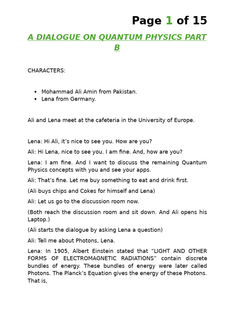 A Dialogue on Quantum Physics Part b Changed | PDF | Photoelectric ...