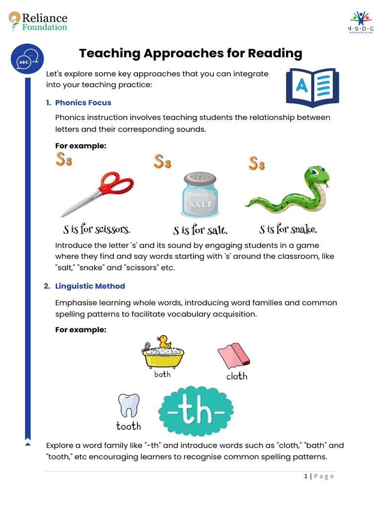 Teaching Approaches for Reading | PDF | Phonics | Reading Comprehension
