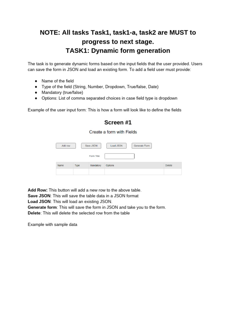 Task Dynamic form generation | PDF | Json | Xml