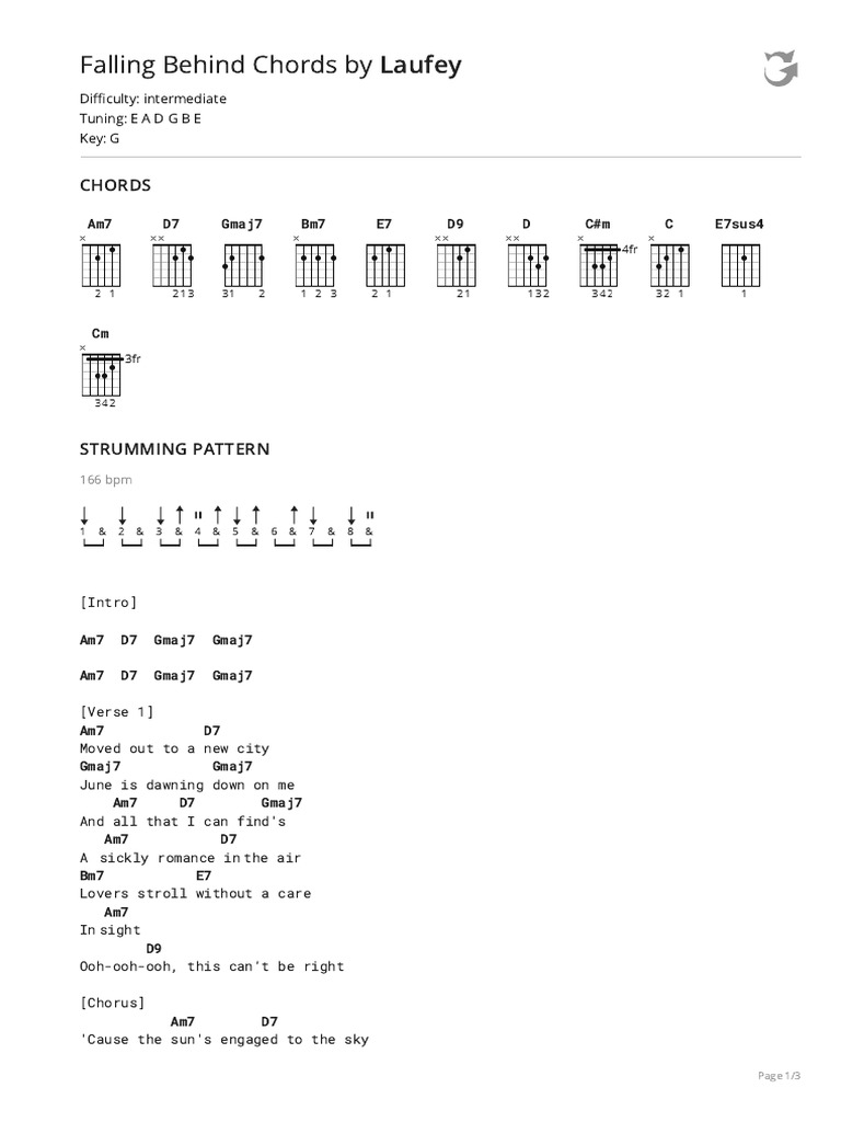Falling Behind Chords by Laufeytabs @ Ultimate Guitar Archive | PDF