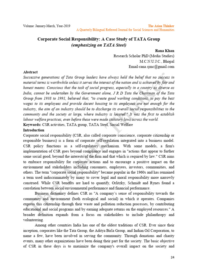 03.Corporate Social Responsibility a Case Study of TATA Group | PDF
