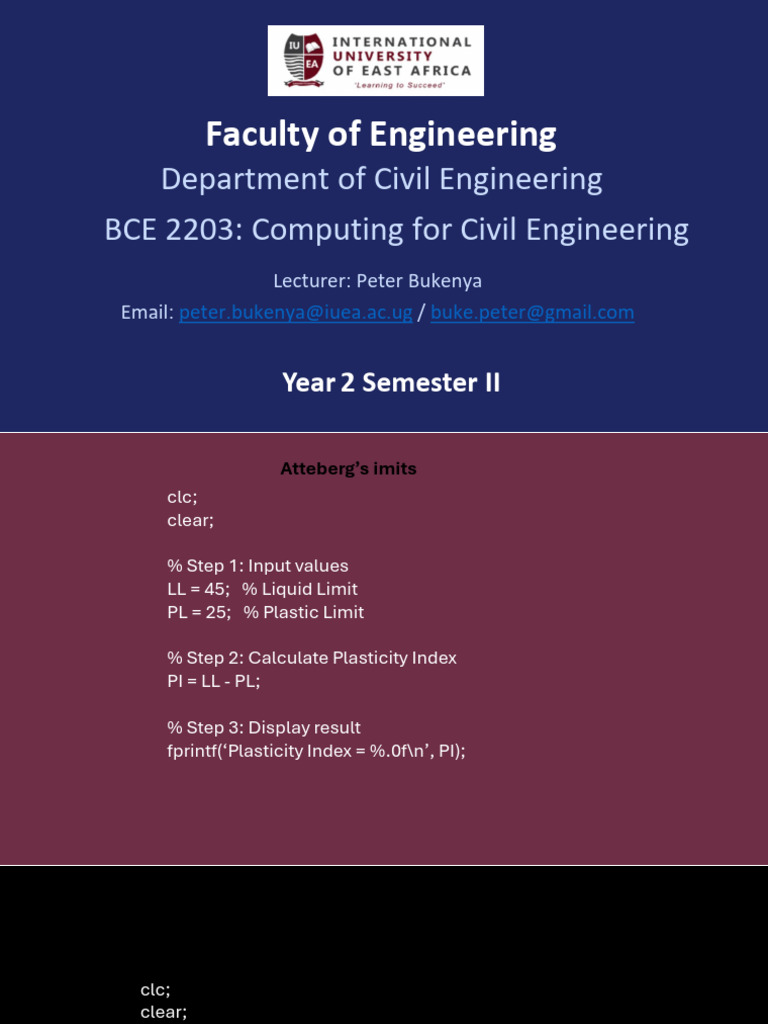BCE2203_Computing for Civil Engineering_Slides Week7 | PDF