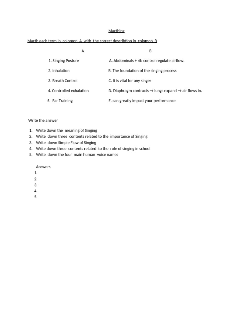 Singing Course Exam | PDF