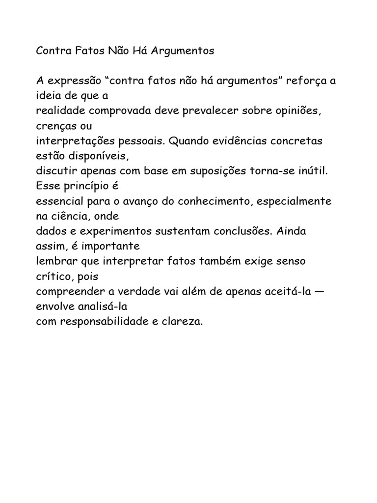 Tese - Contra Fatos Não Há Argumentos | PDF