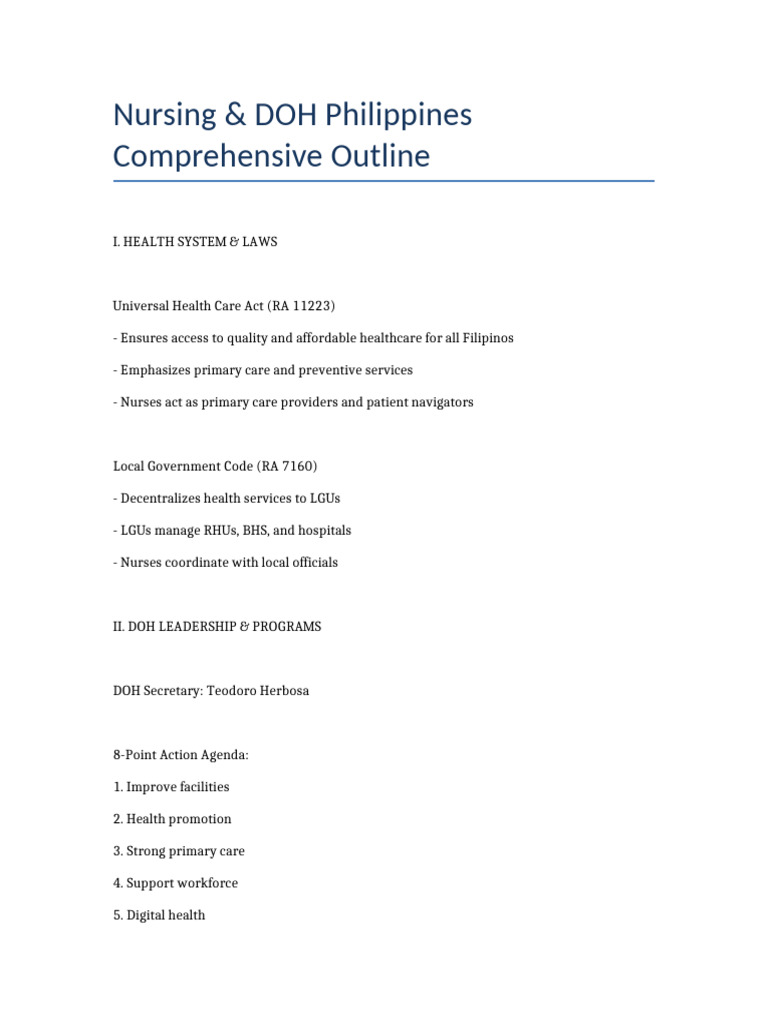 Nursing DOH Outline | PDF