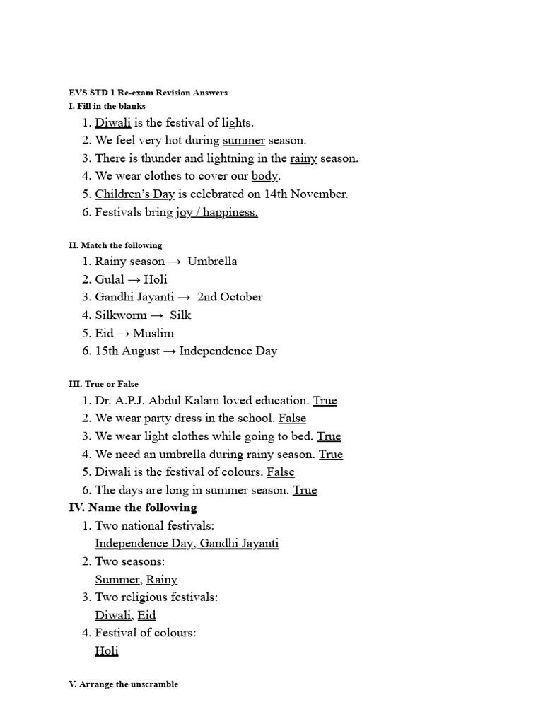 EVS Answer Key | PDF