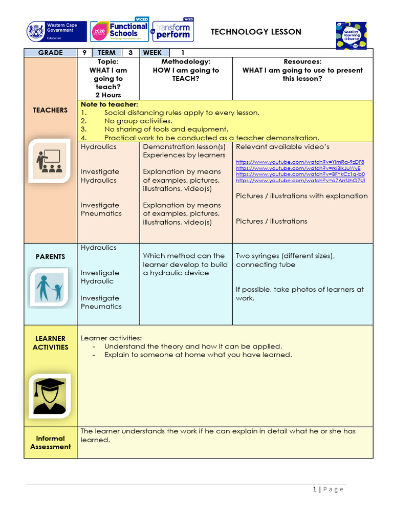 Lesson Plan GET SP Grade 9 Technology Term 3 Week 1 | PDF | Liquids ...