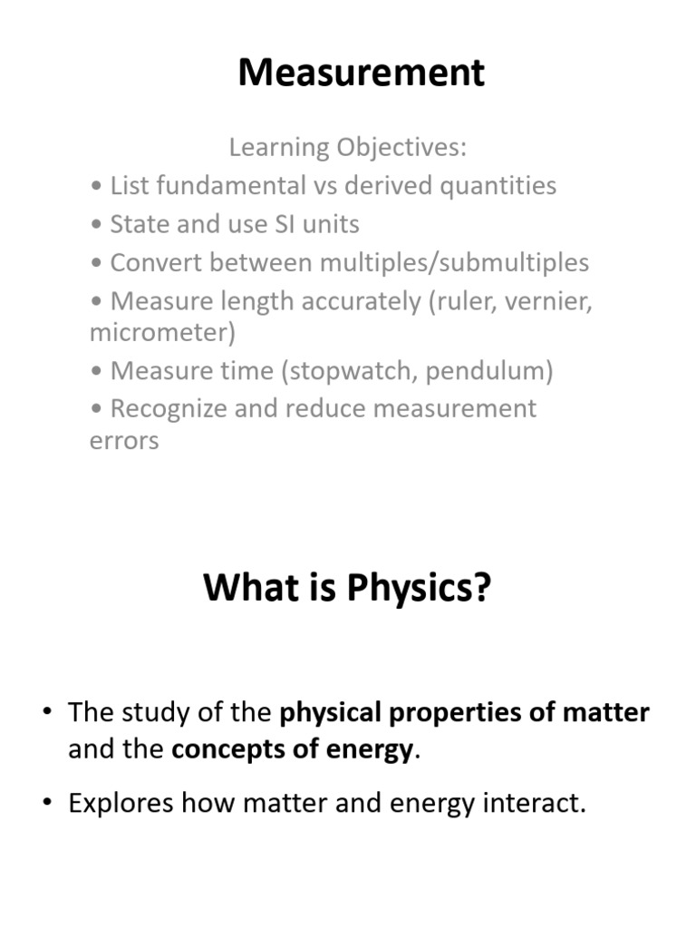 Measurement Physics | PDF | International System Of Units | Pendulum
