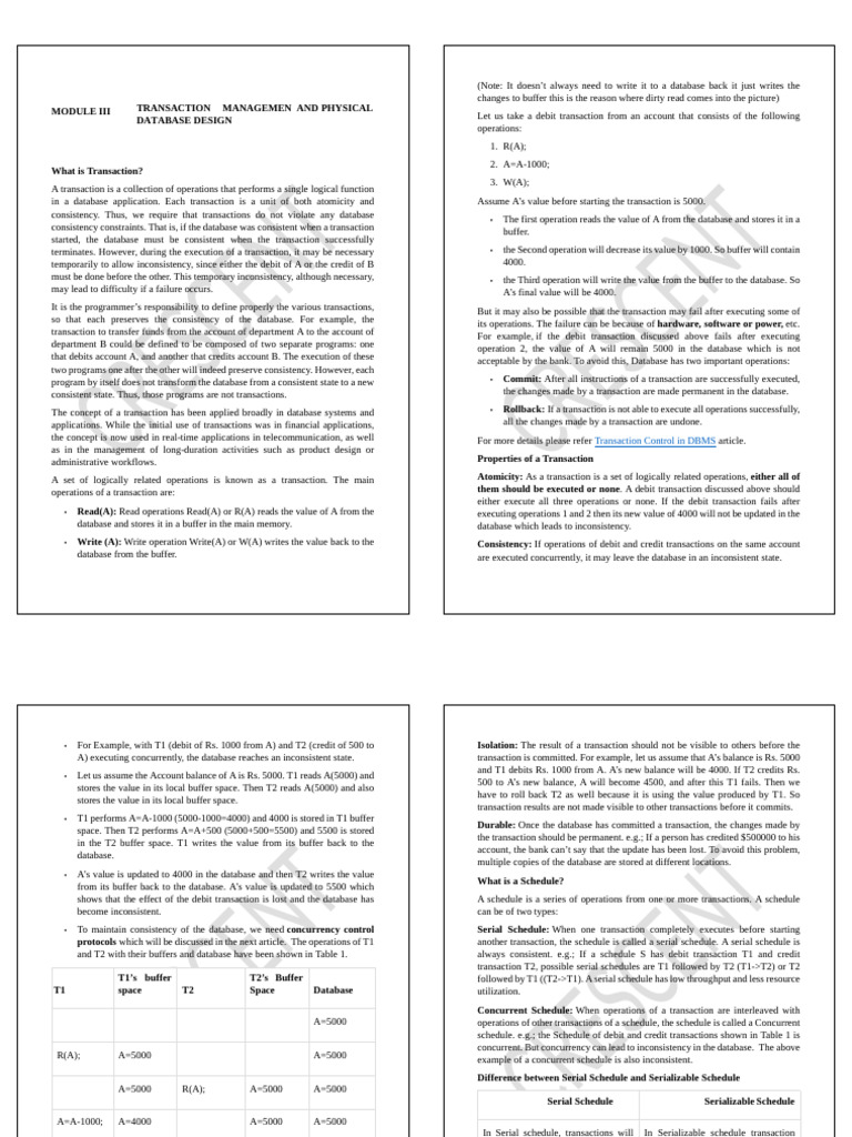 MODULE III[2] | PDF | Computer Data Storage | Database Transaction