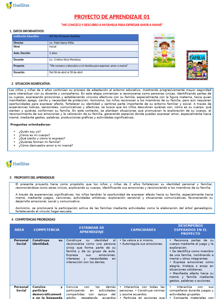 Proyecto de Aprendizaje 01 - P1 2026 | PDF | Las emociones | Aprendizaje