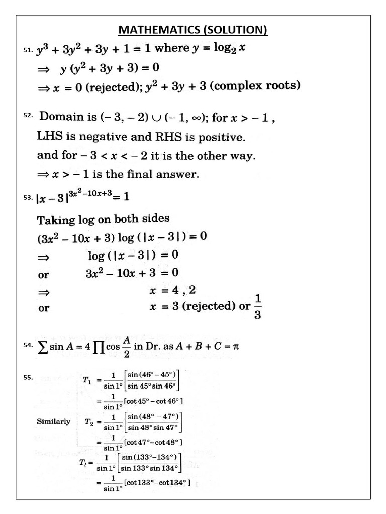 Mathematics Sol Mt - 11 | PDF