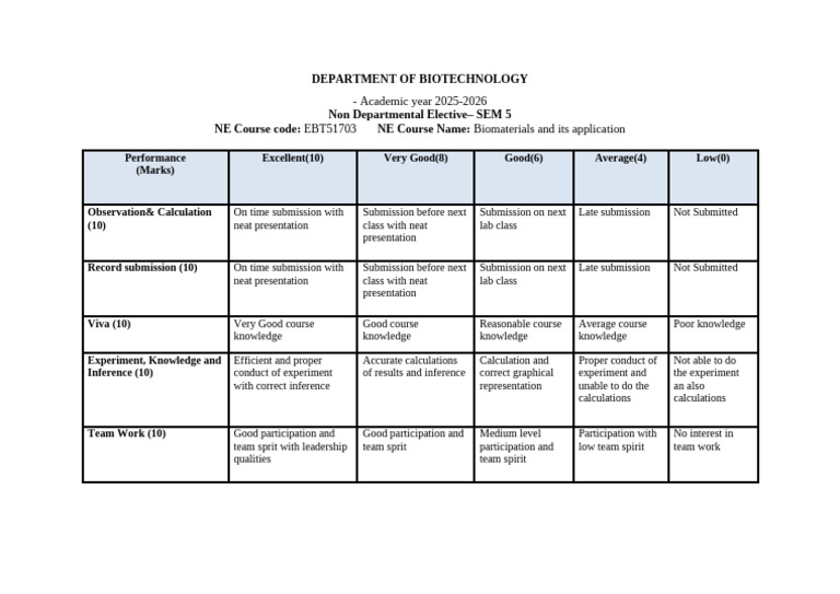 Lab Rubrics | PDF