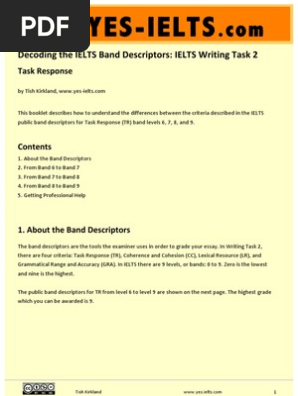 YES-IELTS - Decoding the IELTS Band Descriptors - Writing Task 2 - Task Response - Bands 6, 7, 8, 9
