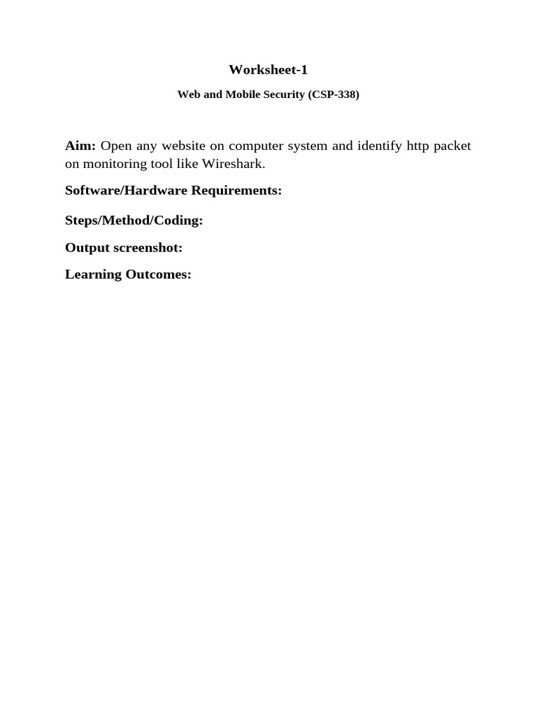 Worksheet Sample | PDF