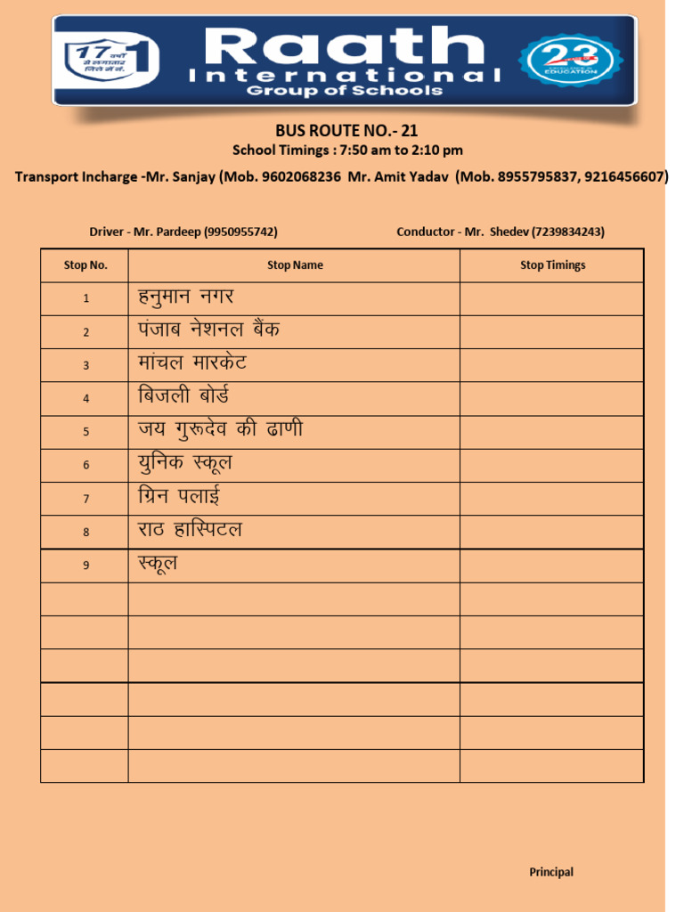 Transport Route Wise Details (2026-27) 01 April 2026 | PDF | Bus ...