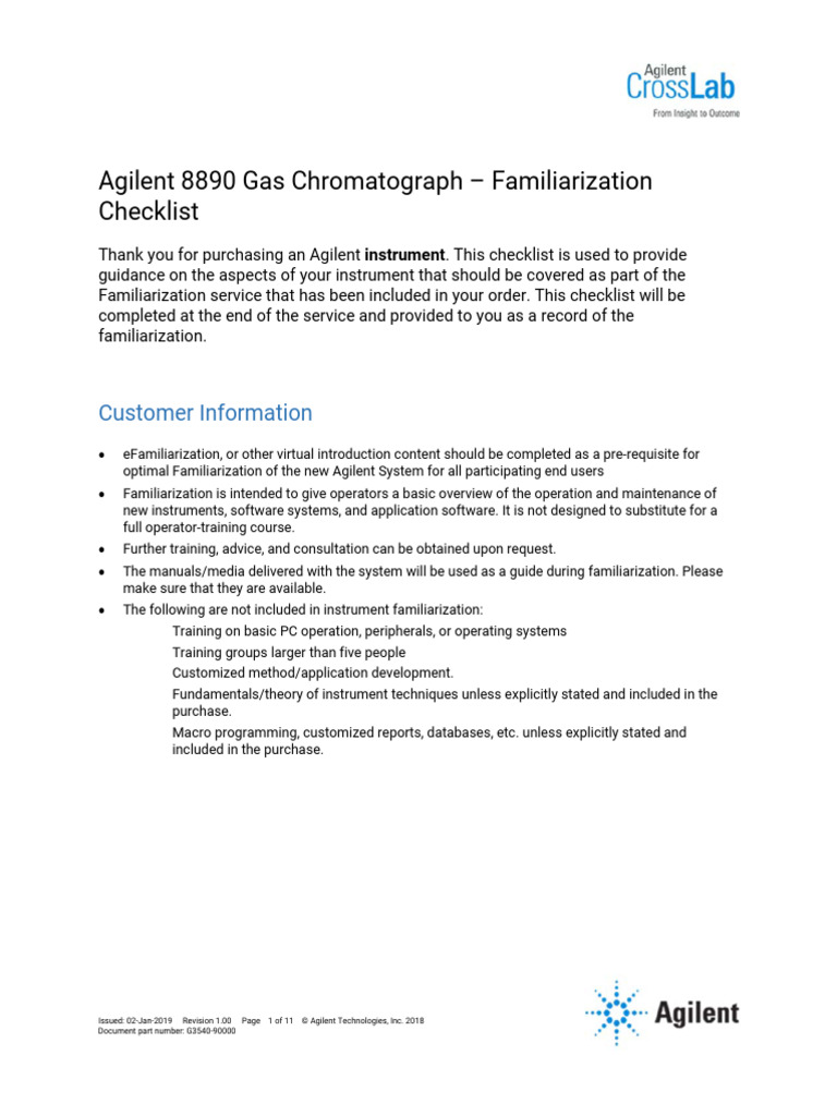 Agilent 8890 GC Familiarization Checklist | PDF | Graphical User ...